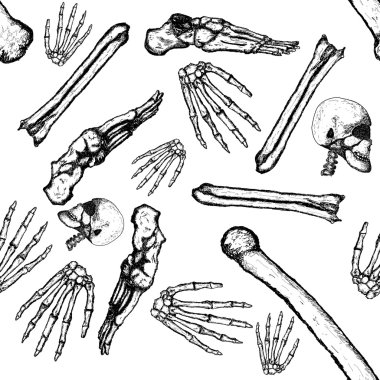 Yinelenen çini deseni iskelet vücut parçaları