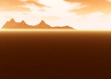 Distant Mountain on Horizon Desert Scene clipart