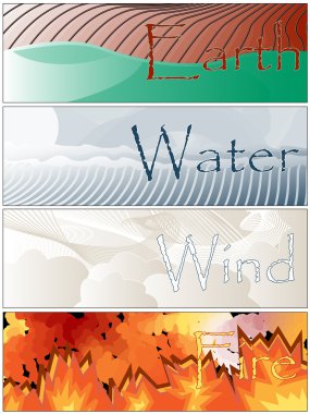 Four Elements Fire Earth Wind Water Banners clipart