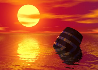 Barrel Floating in the Ocean clipart