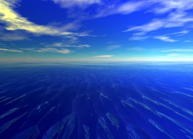 Distant Seascape Blue Water Ocean clipart