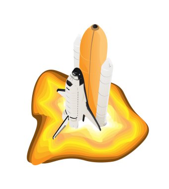 Space Shuttle Launch Rocket with Flames clipart