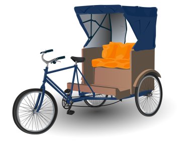 Asian Rickshaw Pulled by Bicycle Illustration clipart