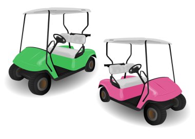 Two Golf Cart Buggies Illustrations clipart