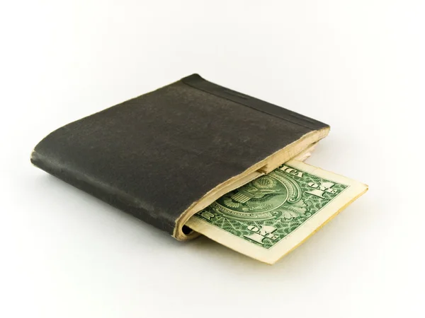 Old Chequebook and One Dollar Bill — Stock Photo, Image