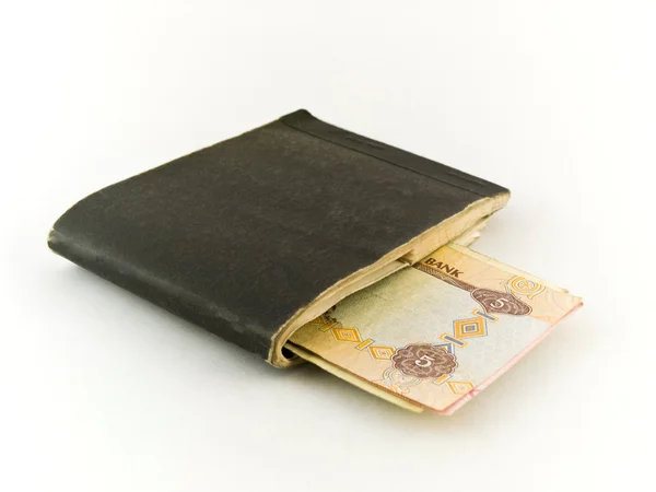 stock image Old Chequebook and Five Dirham Note