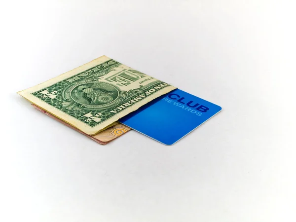 stock image One Dollar Bill and Membership Club Card