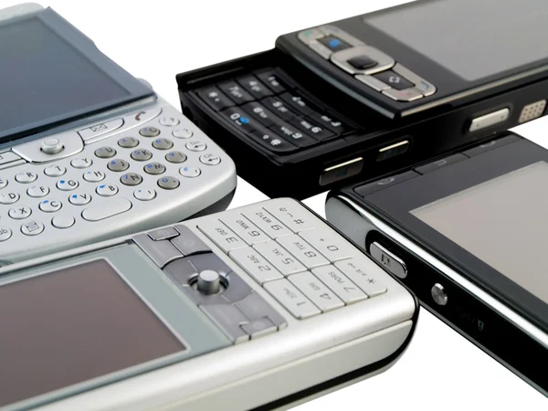 Netz aus mehreren modernen Mobiltelefonen — Stockfoto