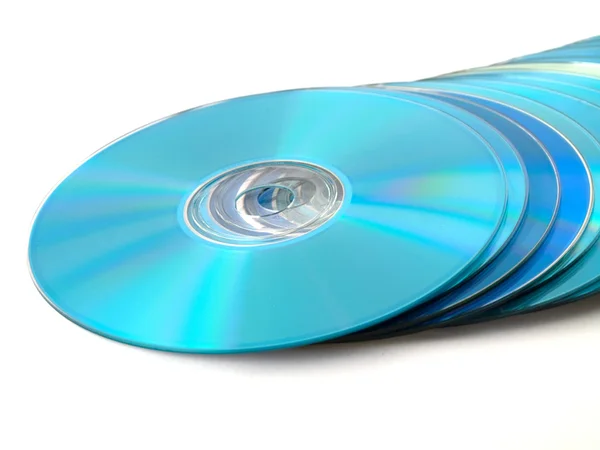CDs DVDs Discos em fundo branco — Fotografia de Stock