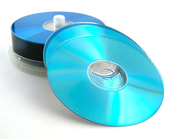 CDs DVDs Discos em fundo branco — Fotografia de Stock
