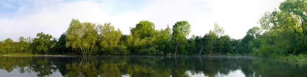 stock image Panoramic Lake Pond With Trees and Reflection