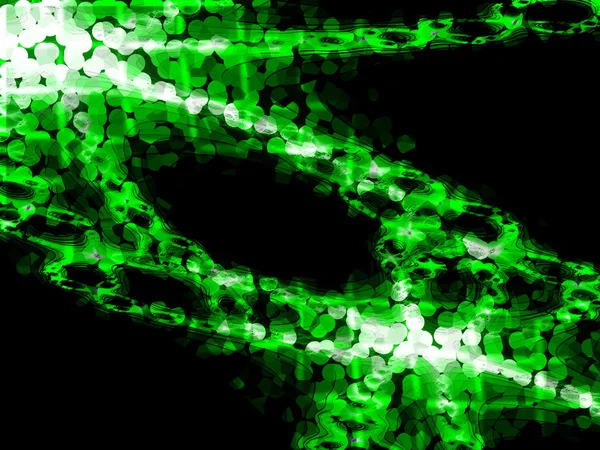 3d Green на чорному піксельованому фрактальному візерунку — стокове фото