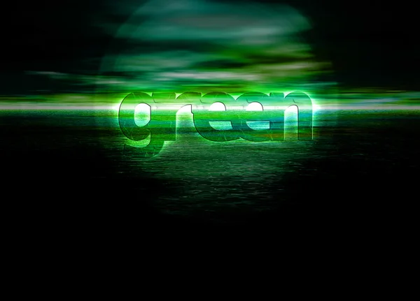 지평선에 빛나는 녹색 텍스트 — 스톡 사진