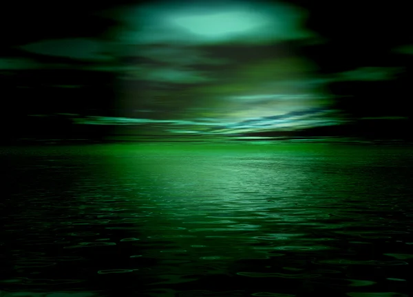 Güzel yeşil ufuk deniz ve gökyüzü — Stok fotoğraf