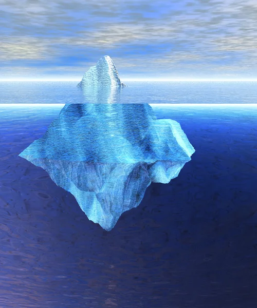 Horizo ile açık okyanusta yüzen buzdağı — Stok fotoğraf