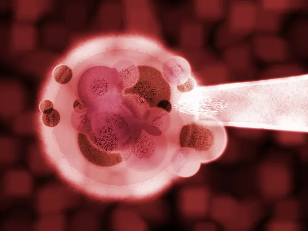 Cellule organique du sang rouge injectant un nouvel ADN — Photo