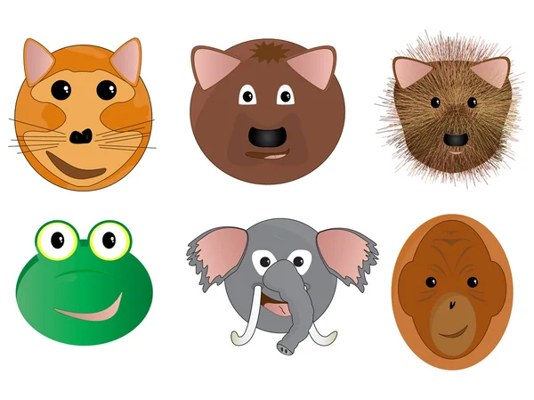 Various Animal Face Cartoon Illustrations — Stock Photo, Image