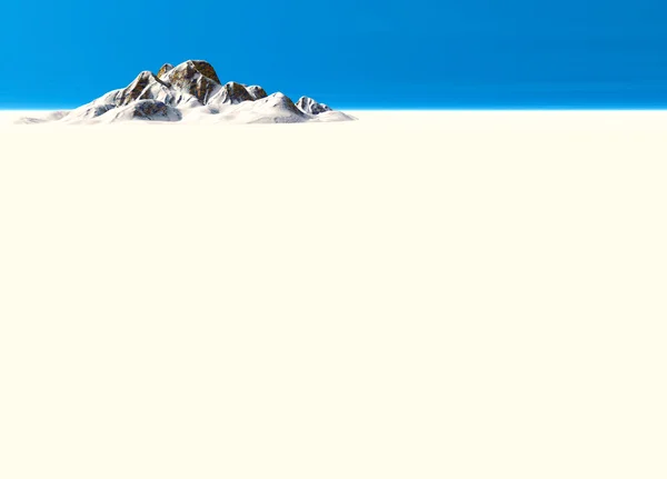 Χιονισμένο τοπίο με βουνό στη μακρινή απόσταση — Φωτογραφία Αρχείου