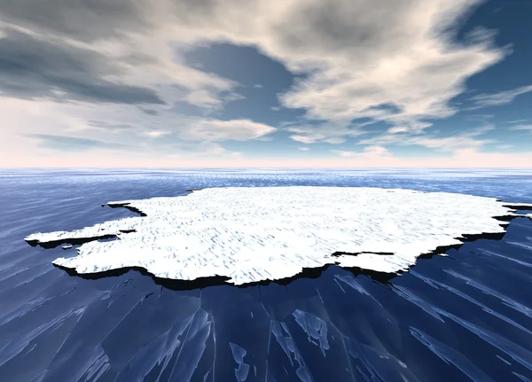 Foglio di ghiaccio rotto galleggiante nell'oceano aperto — Foto Stock