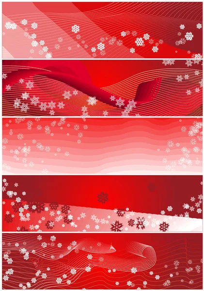 Five Snowflake Christmas Banners — Stock Photo, Image