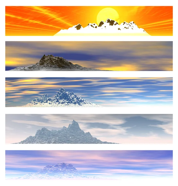 Cinque distanti banner paesaggistici di montagna — Foto Stock
