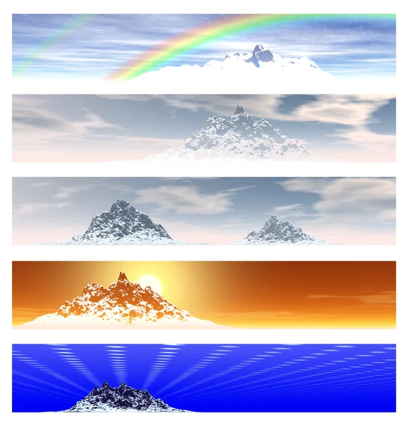 stock image Five Distant Mountain Landscape Banners