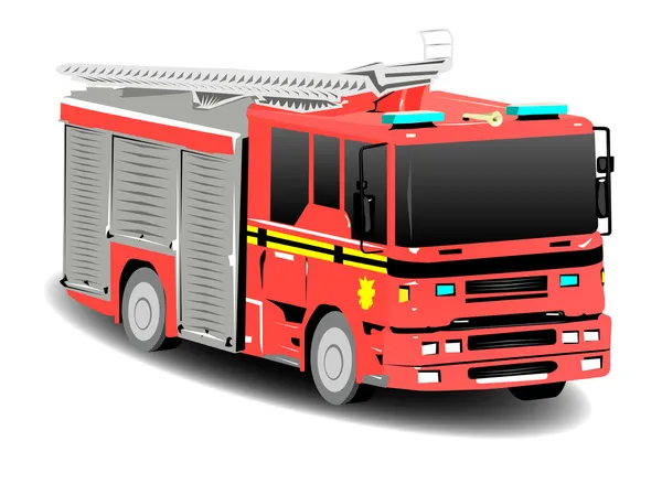 Červené záchranné služby firetruck hasící přístroj — Stock fotografie