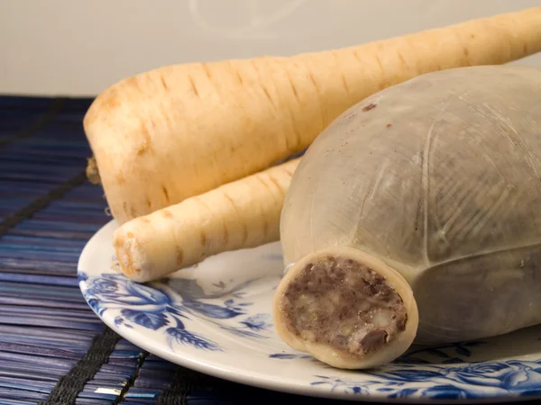 stock image Haggis and Parsnips on Plate