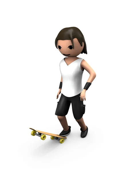 Jovem Branco 3D Masculino em pé no skate — Fotografia de Stock
