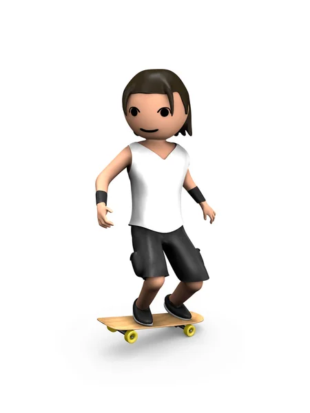 Homem 3D moderno realizando no skate — Fotografia de Stock