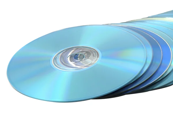 CDs DVDs Data Disks on White Background Stock Photo