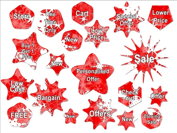 Piros karácsonyi akciós eladási matricák Jogdíjmentes Stock Képek