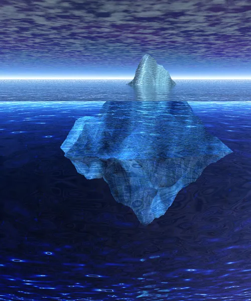 Iceberg no oceano aberto com horizonte — Fotografia de Stock