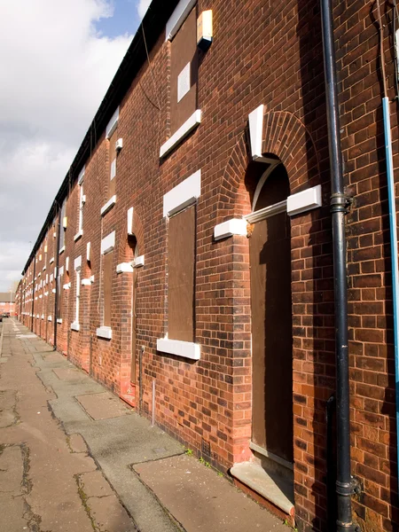 Bedeszkázva brit Észak házak — Stock Fotó