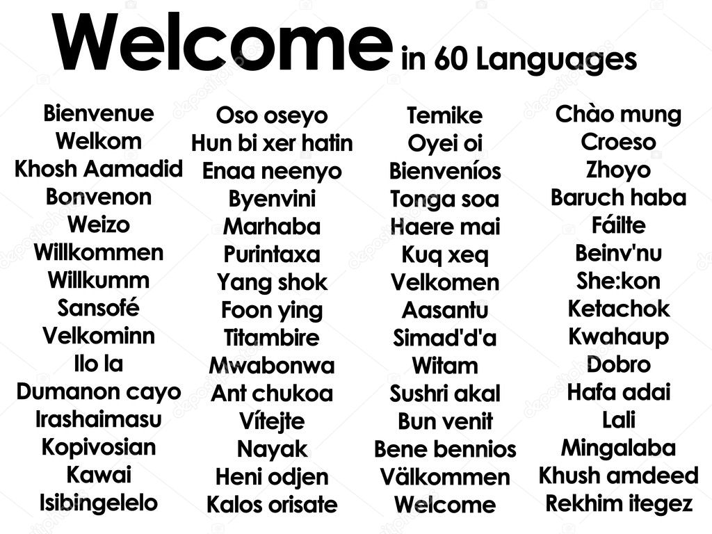 Welcome written in 60 different languages
