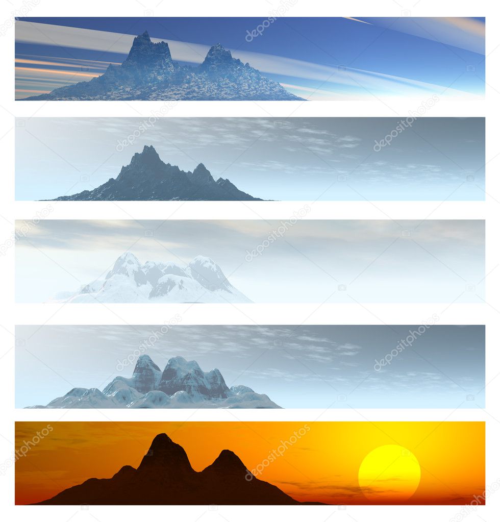 Five Distant Mountain Landscape Banners