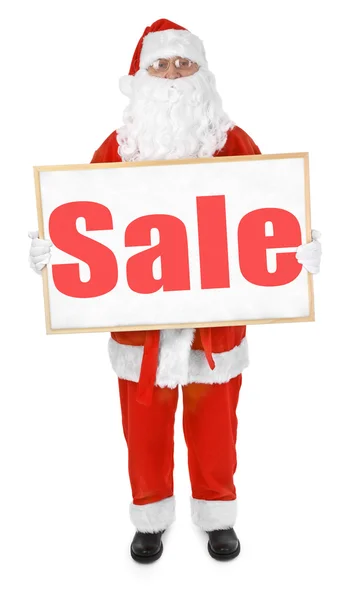 Santa showing bulletin board with Sale inscription — Stock Photo, Image