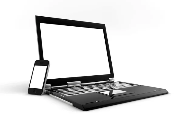 Telefone e PC isolados — Fotografia de Stock