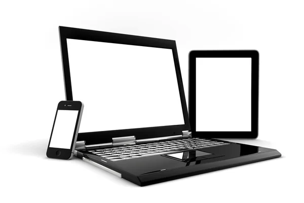 Téléphone, PC et tablette isolés — Photo