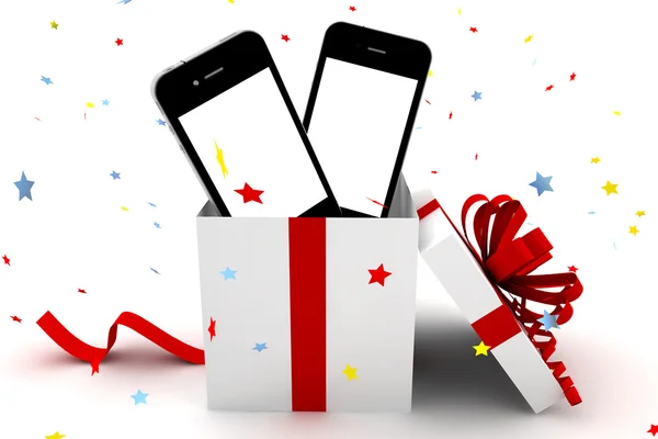 Två telefoner i en gåva — Stockfoto