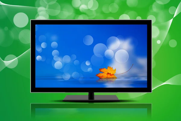 Televisione isolata su sfondo verde — Foto Stock