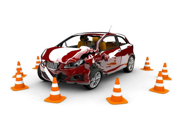 Accidente de coche rojo —  Fotos de Stock