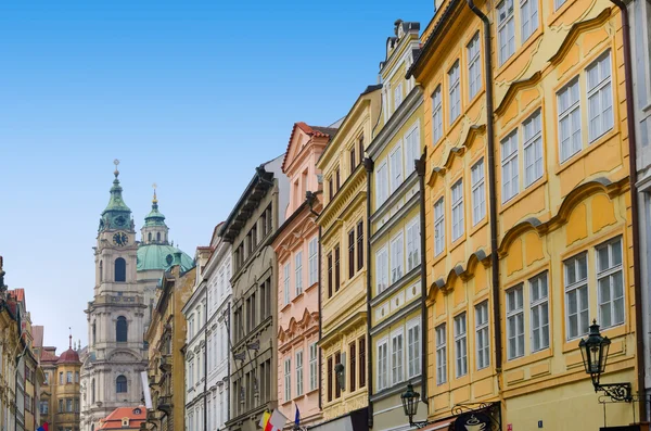 Prague street with colorful houses — Stockfoto