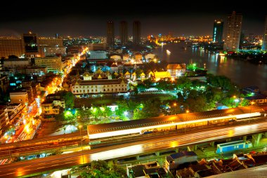 Bangkok night panorama clipart