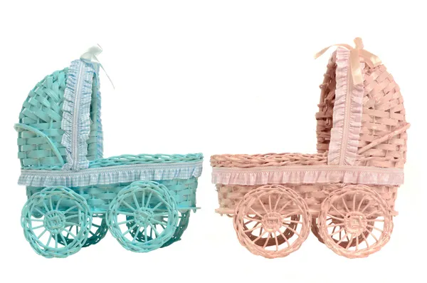 Две старинные коляски - для мальчиков и девочек — стоковое фото