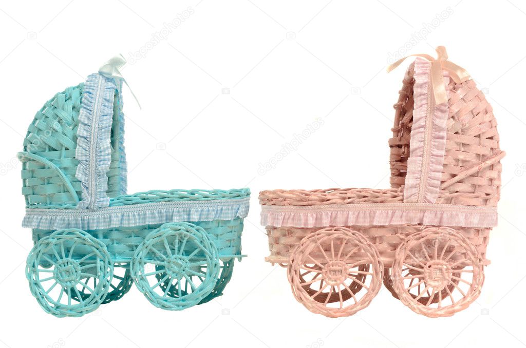 Two old vintage strollers - for boy and girl