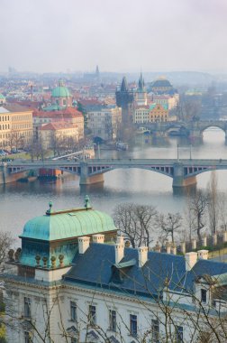 Prague Bridges and Vltava river breathtaking view clipart