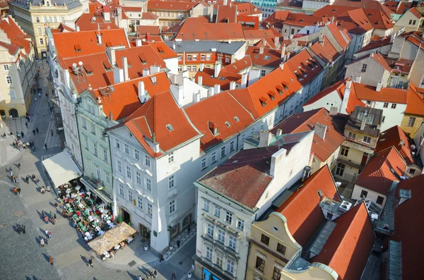 Old town roofs birds eyes view, Prague — Stock Photo, Image