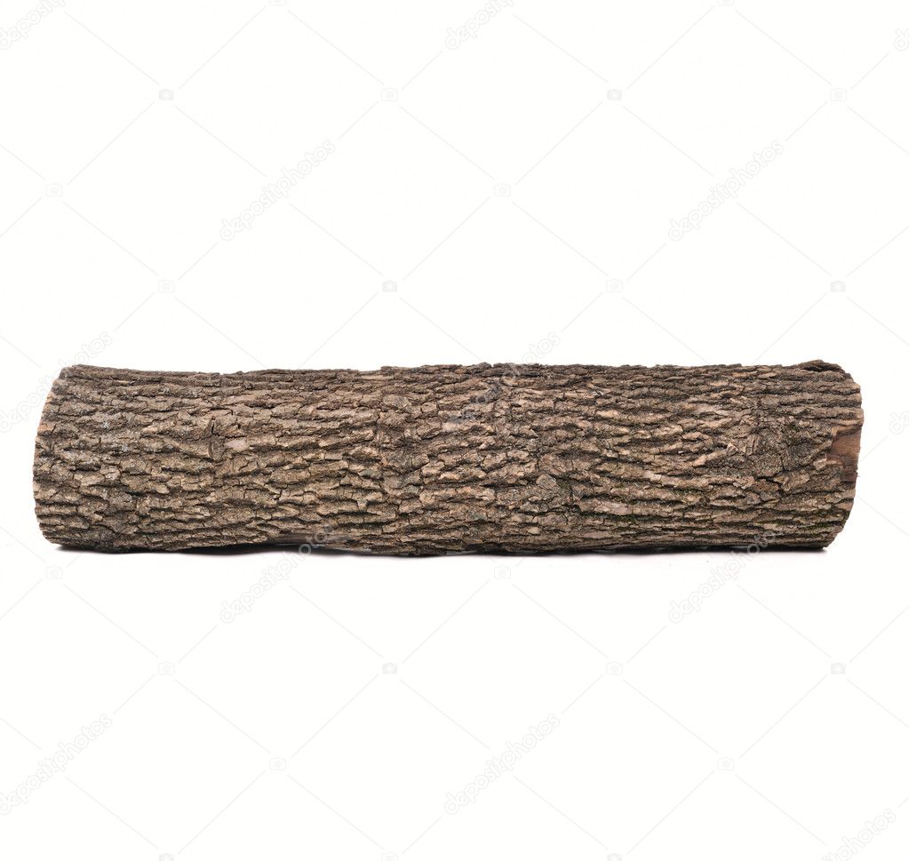 Single piece of dark wood, isolated on white