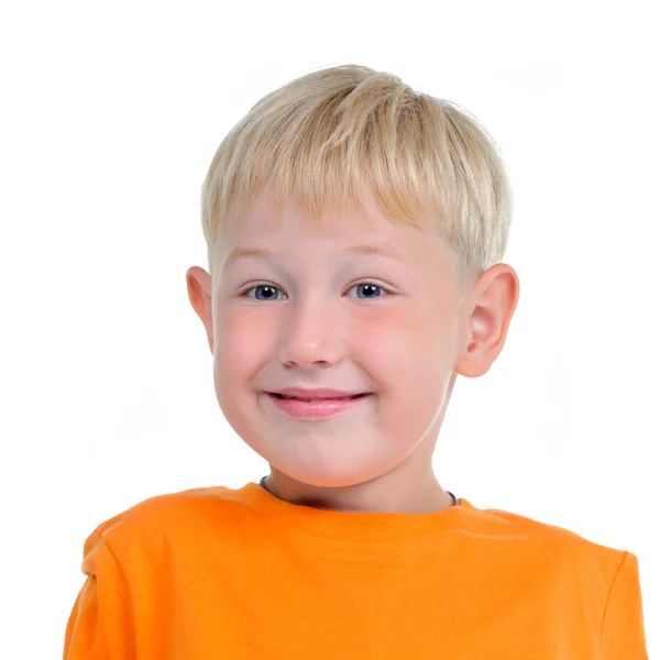 Isolado retrato de sorrindo menino bonito — Fotografia de Stock